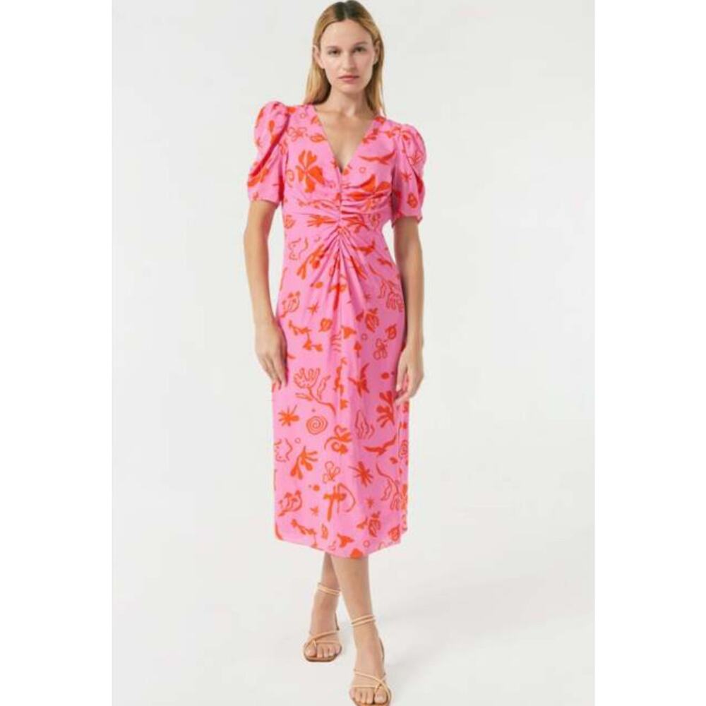 Rhode Maci Pink Botanical Pink Dress Size 4 NWT - Picture 2 of 9